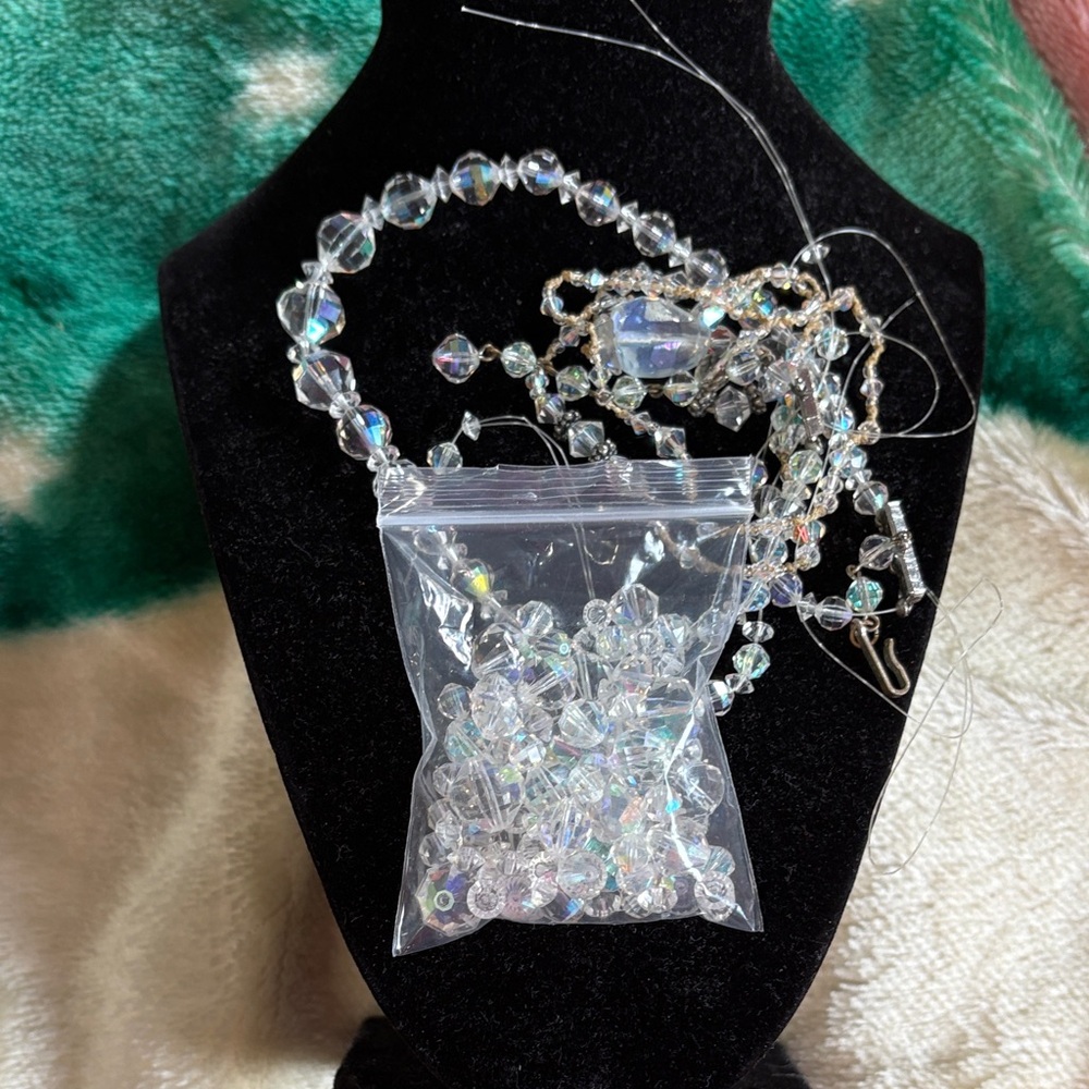 Iridescent Beaded Necklace and Loose Beads